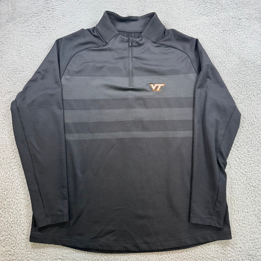 Nike Mens Virginia Tech Hokies Dri-FIT 1/4 Zip Pullover Black Striped XL‎ 10456